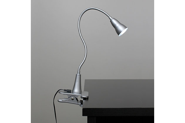 This LED clip light is both stylish and functional. It is the perfect addition to any kids room, college dorm, office, or sewing/craft area. It features a metal gooseneck and is fully adjustable to make the perfect lamp for task lighting. It also features a durable clip to attach almost anywhere light is needed.Durable plastic construction | Flexible metal gooseneck | Perfect for task lighting | Energy efficient 1w led
