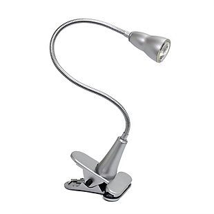 Home Accents Simple Designs 1W LED Gooseneck Clip Light Desk Lamp, Silver, large
