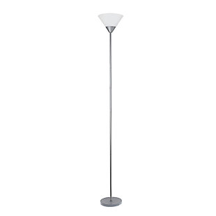 Home Accents Simple Designs 1 Light Stick Torchiere Floor Lamp, Silver, large