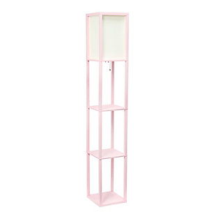 Home Accents Simple Designs Etagere/Storage Floor Lamp w Linen Shade, LPK, Light Pink, large