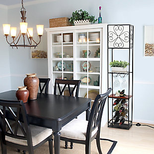 Home Accents Elegant Designs Etagere Wood Accent Floor Lamp & Wine Rack, , rollover