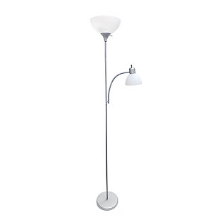 Home Accents Simple Designs Floor Lamp with Reading Light, Silver, Silver, large