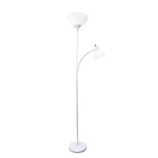 Home Accents Simple Designs Floor Lamp with Reading Light, White, White, large