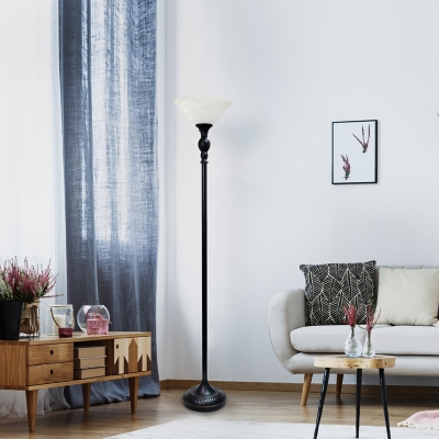 Home Accents Elegant Designs 1Light RBZ Torchiere Floor Lamp w WHT Gls Shade, Bronze, large