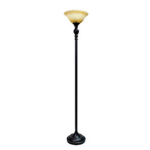 Home Accents Elegant Designs 1Light RBZ Torchiere Floor Lamp w AMB Gls Shade, Amber, large