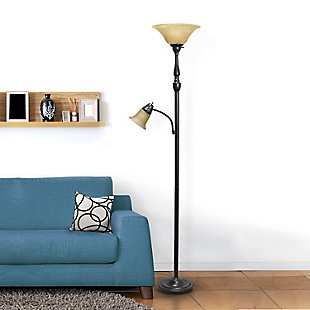 Home Accents Elegant Designs RBZ 2 Light Mother Daughter Floor Lamp w AMB Glass, Amber, rollover