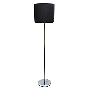 Home Accents Simple Designs Brushed NIckel Drum Shade Floor Lamp, Black, Black, large