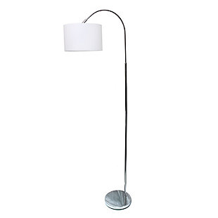 Home Accents Simple Designs Arched Brushed Nickel Floor Lamp w WHT Shade, White, large