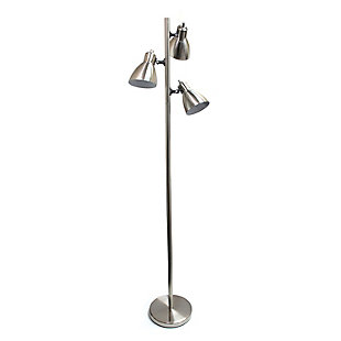 Home Accents Simple Designs Metal 3-Light Tree Floor Lamp, Br Nickel, Brushed Nickel, large