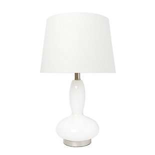 Home Accents Lalia Home White Glass Dollop Table Lamp w WHT Fabric Shd, White, large