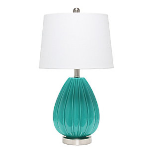 Home Accents Lalia Home Pleated Table Lamp with White Fabric Shade, Teal, Teal, large