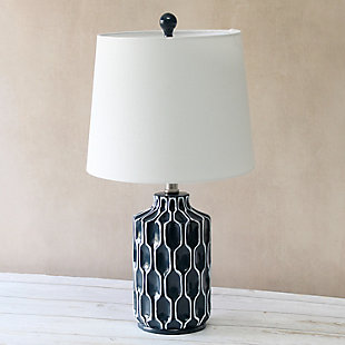 Home Accents Lalia Home Moroccan Table Lamp with Fabric White Shade,Blue, , rollover