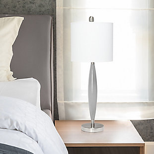 Home Accents Lalia Home Stylus Table Lamp with White Fabric Shade, Gray, Gray, rollover