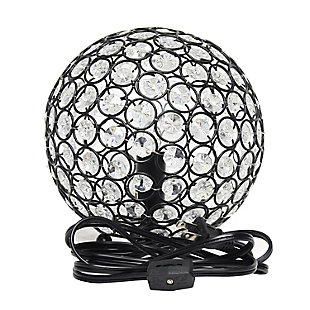 Make your room sparkle with a shining ball of crystals. The perfect addition to any bedroom, office, nursery, or even a foyer or entryway! We believe that lighting is like jewelry for your home. Our products will help to enhance your room with elegance and sophistication.Crystal ball shape glows from within casting pretty shadows | Threaded with steel rings and set on ball feet | Restoration bronze finish | Height: 8" diameter: 7.75"