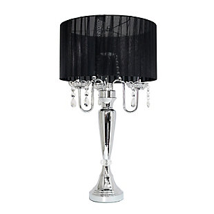 Home Accents Elegant Designs Trendy Romantic Sheer Shade Lamp w Crystals, Black, large