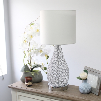 Home Accents Elegant Designs Elipse Crystal & CHR Bedside Cylinder Lamp, Metallic, large