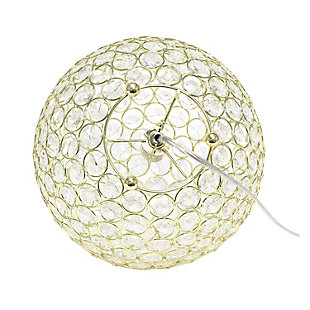 Make your room sparkle with a beautifully designed crystal ball shaped lamp. This 10" version is available in one of the many available finishes is the perfect addition to any bedroom, office, nursery, or even a foyer or entryway! We believe that lighting is like jewelry for your home. Our products will help to enhance your room with elegance and sophistication.Crystal ball shape glows from within casting pretty shadows | Threaded with steel rings and set on ball feet | Gold finish | Height: 10" diameter:10"