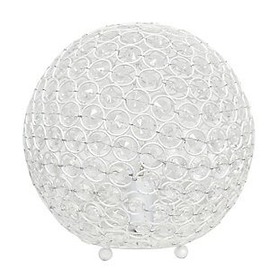 Home Accents Elegant Designs Elipse 10" WHT Crystal Ball Sequin Lamp, White, large