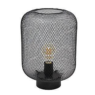 Home Accents Simple Designs Black Metal Mesh Industrial Table Lamp, Black, large