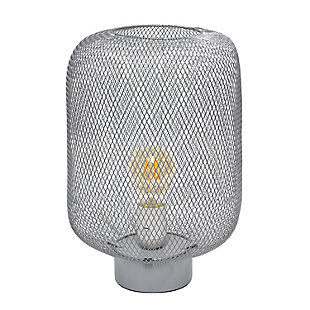 This metal table lamp with mesh shade will add ambiance and style to any room in your home!  With a simple, lattice cut out design this lamp illuminates beautifully.  Undoubtedly the perfect accent piece to your home, this industrial lamp will not disappoint! 

**HELPFUL TIP: To get the complete vintage look, we recommend using a decorative Edison/Vintage bulb (not included). **Gray metal base | Gray mesh metal shade | Easily accessible on/off switch located on the cord | Uses 1 x 40w medium type a base bulb (not included)

for full vintage look, type t45 edison bulb is recommended