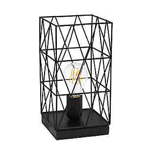 Home Accents Simple Designs Black Geometric Square Metal Table Lamp, Black, large