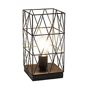 This metal table lamp with a retro inspired shade will add ambiance and style to any room in your home!  With a trendy cut out design this lamp illuminates beautifully.  Undoubtedly the perfect accent piece to your home, this lamp will not disappoint! 

**HELPFUL TIP: To get the complete vintage look, we recommend using a decorative Edison/Vintage bulb (not included). **Black metal base | Black geometric metal shade | Easily accessible on/off switch located on the cord | Uses 1 x 40w medium type a base bulb (not included)

for full vintage look, type t45 edison bulb is recommended