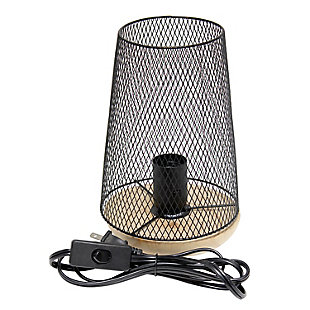 This metal table lamp with mesh shade will add ambiance and style to any room in your home!  With a simple, lattice cut out design and natural wood base this lamp illuminates beautifully.  Undoubtedly the perfect accent piece to your home, this industrial lamp will not disappoint! 

**HELPFUL TIP: To get the complete vintage look, we recommend using a decorative Edison/Vintage bulb (not included). **Natural wood base | Black mesh metal shade | Easily accessible on/off switch located on the cord | Uses 1 x 40w medium type a base bulb (not included)

for full vintage look, type t45 edison bulb is recommended