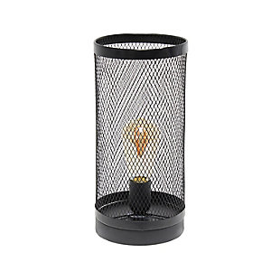 This metal table lamp with mesh shade will add ambiance and style to any room in your home!  With a simple, lattice cut out design this lamp illuminates beautifully and is the perfect size for your bedroom, living area, office, kid's room or college dorm.  Undoubtedly the perfect accent piece to your home, this industrial lamp will not disappoint! 

**HELPFUL TIP: To get the complete vintage look, we recommend using a decorative Edison/Vintage bulb (not included). **Black metal base | Black mesh metal shade | Easily accessible on/off switch located on the cord | Uses 1 x 40w medium type a base bulb (not included)

for full vintage look, type t45 edison bulb is recommended