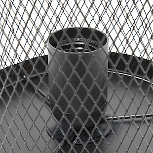 This metal table lamp with mesh shade will add ambiance and style to any room in your home!  With a simple, lattice cut out design this lamp illuminates beautifully and is the perfect size for your bedroom, living area, office, kid's room or college dorm.  Undoubtedly the perfect accent piece to your home, this industrial lamp will not disappoint! 

**HELPFUL TIP: To get the complete vintage look, we recommend using a decorative Edison/Vintage bulb (not included). **Black metal base | Black mesh metal shade | Easily accessible on/off switch located on the cord | Uses 1 x 40w medium type a base bulb (not included)

for full vintage look, type t45 edison bulb is recommended