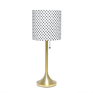 Home Accents Simple Designs GLD Tapered Table Lamp w Polkadt Fabric Shade, Black/White, large