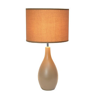 A lovely, inexpensive, and practical table lamp to meet your basic fashion lighting needs. This lamp features a ceramic oval bowling pin shaped base and matching fabric shade. Perfect for living room, bedroom, office, kids room, or college dorm!Bowling pin shaped ceramic base | Matching fabric shade | Perfect for living room, bedroom, office, kids room, or college dorm | Height: 18.11" shade diameter: 9.49"
