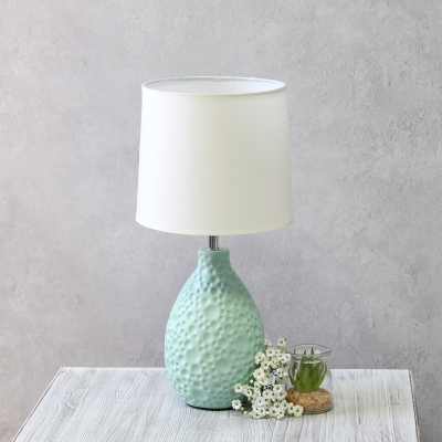 Home Accents Simple Designs Textured Stucco Ceramic Oval Table Lamp, Teal, large