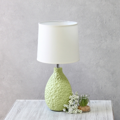 Home Accents Simple Designs Textured Stucco Ceramic Oval Table Lamp, Green, large