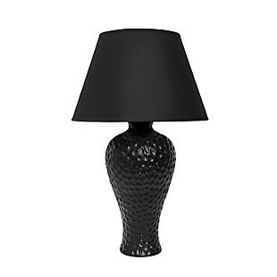 Home Accents Simple Designs Textured Stucco Curvy Ceramic Table Lamp, Black, large