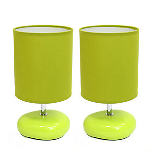 A fun, inexpensive, and practical table lamp set to meet your basic fashion lighting needs. These small lamps feature a stone shaped ceramic base and matching fabric shade. The compact size of these lamps make them the perfect bedside counterpart.2 x small stone shaped ceramic bases | 2 x matching fabric shades | Perfect for bedroom, kids room, or college dorm | Each measures: height: 10.24" shade diameter: 5.5"
