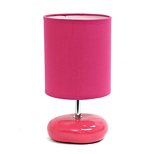 Home Accents Simple Designs Stonies Small Stone Look Table Bedside Lamp, Hot Pink, large