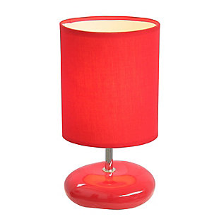 Home Accents Simple Designs Stonies Small Stone Look Table Bedside Lamp, Red, large