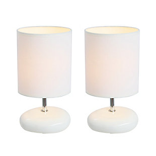Home Accents Simple Designs Stonies Small Stone Look Table Lamp 2 Pk Set, White, large