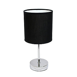 Home Accents Simple Designs Chrome Mini Basic Table Lamp w Fabric Shade, Black, large