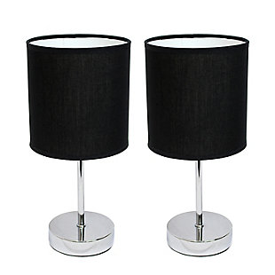 Home Accents Simple Designs CHR Mini Basic Table Lamp w Fabric Shade 2 Pk, Black, large