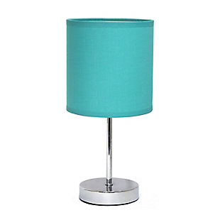 Home Accents Simple Designs Chrome Mini Basic Table Lamp w Fabric Shade, Blue, large