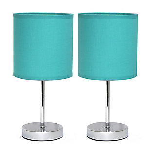 Home Accents Simple Designs CHR Mini Basic Table Lamp w Fabric Shade 2 Pk, Blue, large