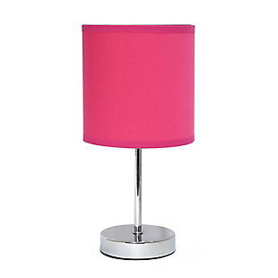 Home Accents Simple Designs Chrome Mini Basic Table Lamp w Fabric Shade, Hot Pink, large