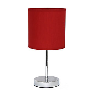 Home Accents Simple Designs Chrome Mini Basic Table Lamp w Fabric Shade, Red, large
