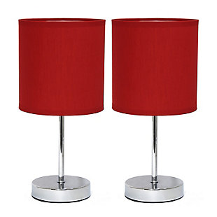 Home Accents Simple Designs CHR Mini Basic Table Lamp w Fabric Shade 2 Pk, Red, large