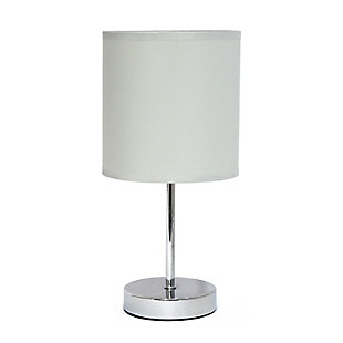 Home Accents Simple Designs Chrome Mini Basic Table Lamp w Fabric Shade, Gray, large