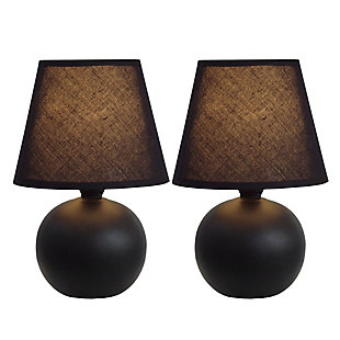 Home Accents Simple Designs Mini Ceramic Globe Table Lamp 2 Pk Set, Black, large