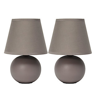 Home Accents Simple Designs Mini Ceramic Globe Table Lamp 2 Pk Set, Gray, Gray, large