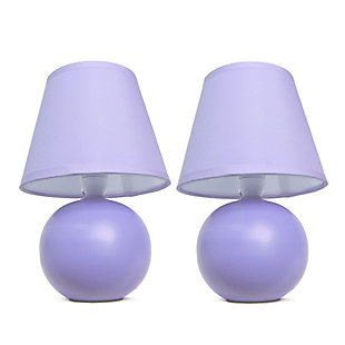 Home Accents Simple Designs Mini Ceramic Globe Table Lamp 2 Pk Set, Purple, large