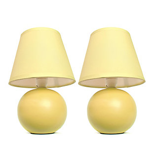 Home Accents Simple Designs Mini Ceramic Globe Table Lamp 2 Pk Set, Yellow, large